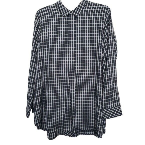 J Jill Rayon Windowpane Plaid Button-Back Long Sleeve Tunic Size Large - Picture 1 of 8